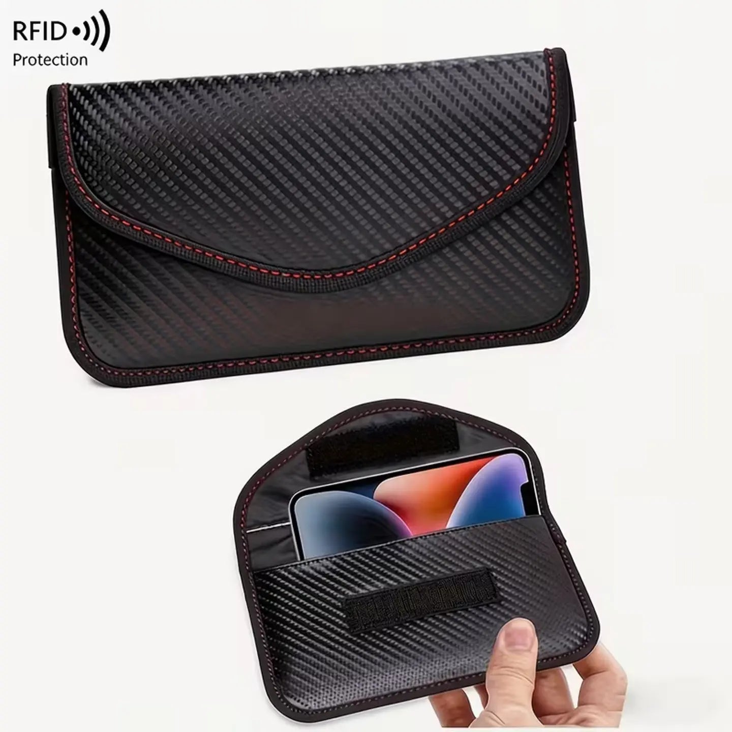 Faraday Bag for Key Fob & Cell Phone, 8.3X4.3In Compact Size Rfid Protection Special Shielding Signal Blocking Pouch, Durable Waterproof Design Anti-Theft Security Case, Carbon Fiber Material