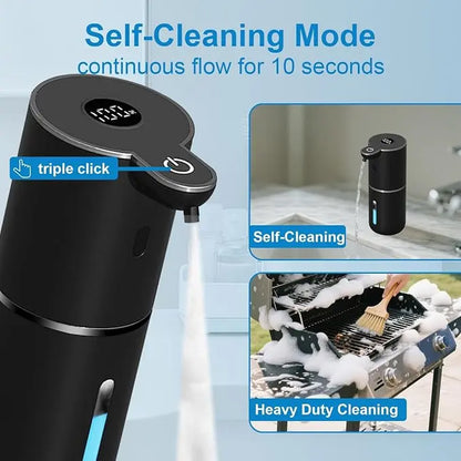 Automatic Foaming Soap Dispenser Touchless, USB Rechargeable Smart Hand Soap Dispenser, 6-Level Adjustable Foam Dispenser, 12.8Oz/380Ml Soap Dispenser, Compatible with Thick & Thin Dish Soap, Auto Soap Dispenser for Bathroom, Kitchen, Sink, Black