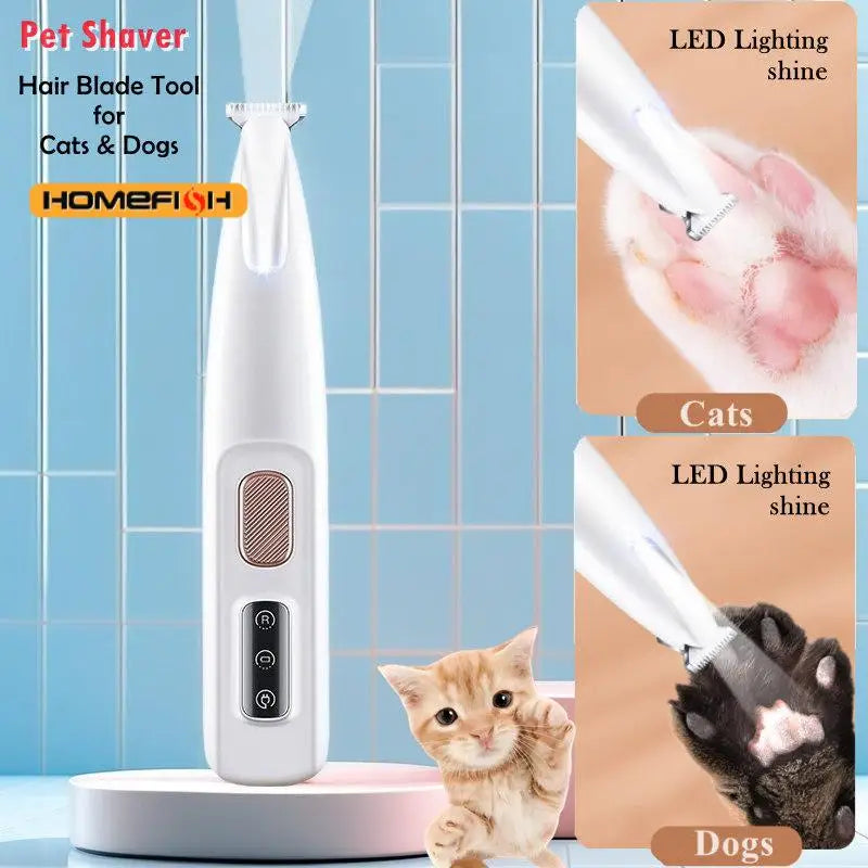 Pet Grooming Equipment Puppy Hairdressing Blades Cat Paw Electric Shaver Dog Trimmer Clipper Hair Cutting Tool with LED Light