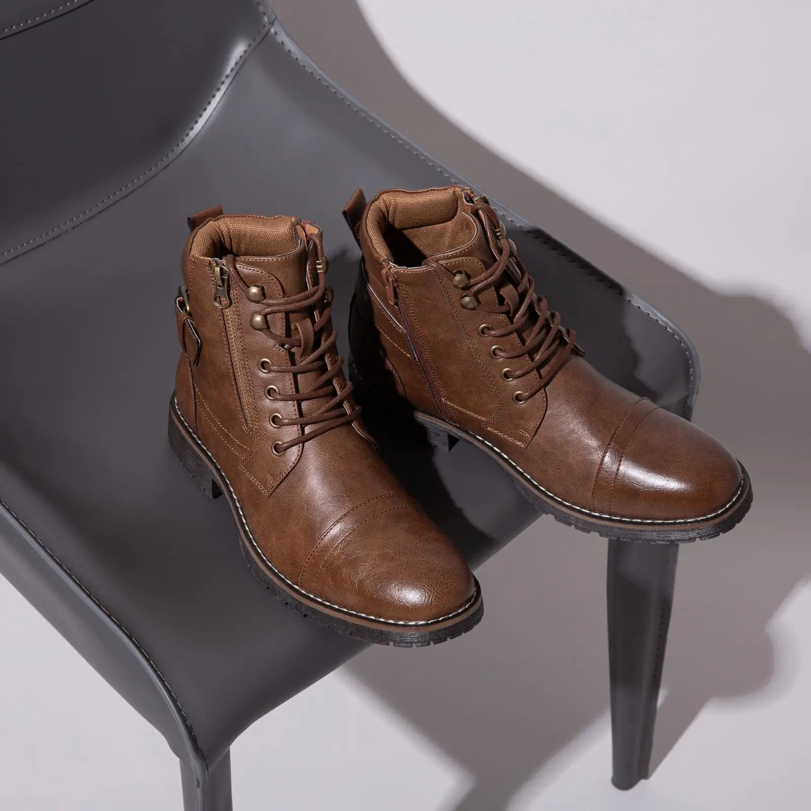 Men'S Boots Casual Dress Boots for Men Brown Boots Mens Motorcycle Combat Ankle Oxford Boots