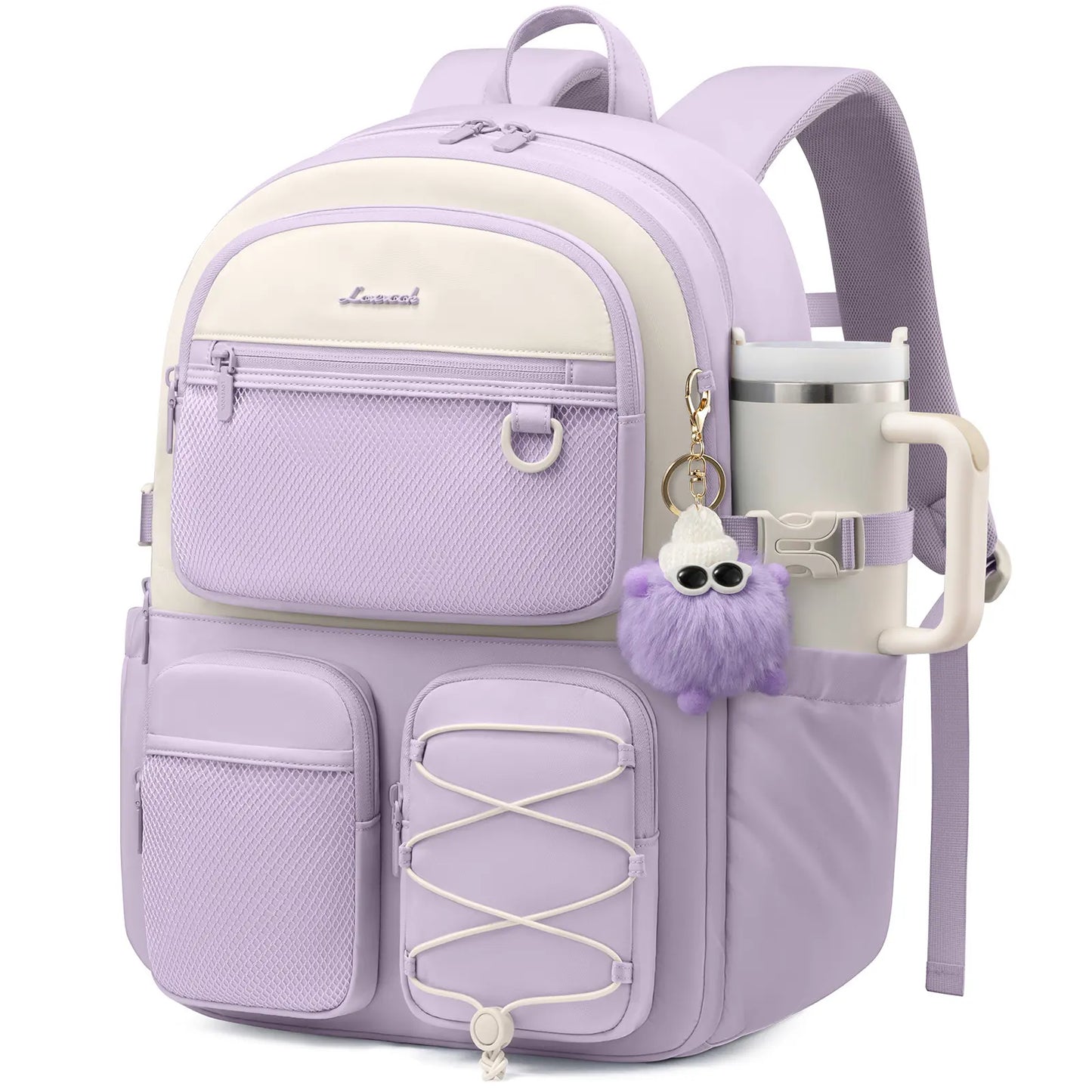 LOVEVOOK School Backpack for Teen Girls, Student Cute Bookbag Purse for Middle High School, 15.6 Inch Laptop Kid Backpack Back to School with Large Cup Holder, College Travel Bag