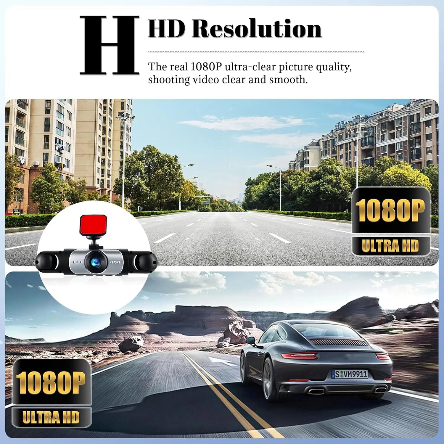 LASATE Car Dash Cam, 1080P Car DVR with Memory Card，3.16 Inch, Plug and Play（No Battery），Car Video Surveillance with Night Vision， Car DVR Hd Screen Front Rear Left and Right Dashcam，Holiday Gift(Not Wireless) Requires Charging to Use