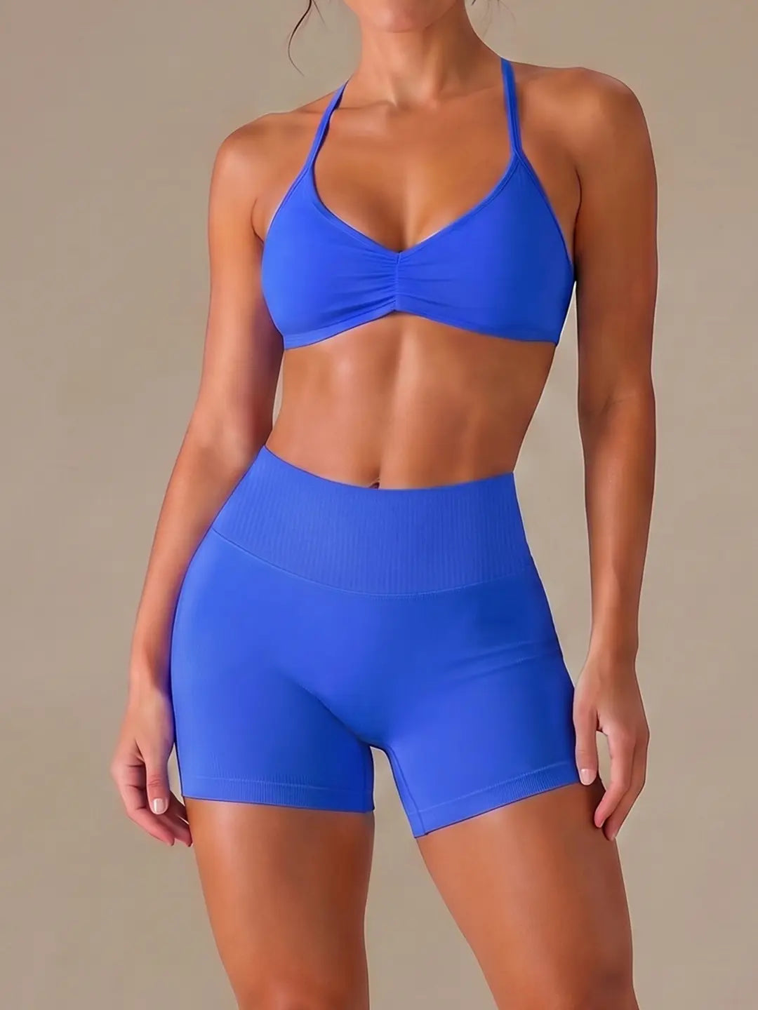 Quick-Dry Breathable Yoga Set – Buttery Soft Second-Skin Fabric, Back-Revealing Bra & Booty-Lifting Shorts for Workout & Casual Wear
