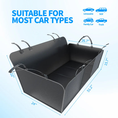 Dog Car Seat Cover with Hard Bottom, 400Lbs Capacity Heavy-Duty PU Leather Waterproof Hammock for Cars, Suvs, Trucks