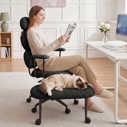 Pinmoco Modern High-Back Ergonomic Office Criss Cross Chair - with Armrests, Dual-Layer Soft Fabric Seat, 360° Swivel, Adjustable Seat Height, for ADHD & Stress Relief, Self-Assembly Required, Ergonomic Office Chair