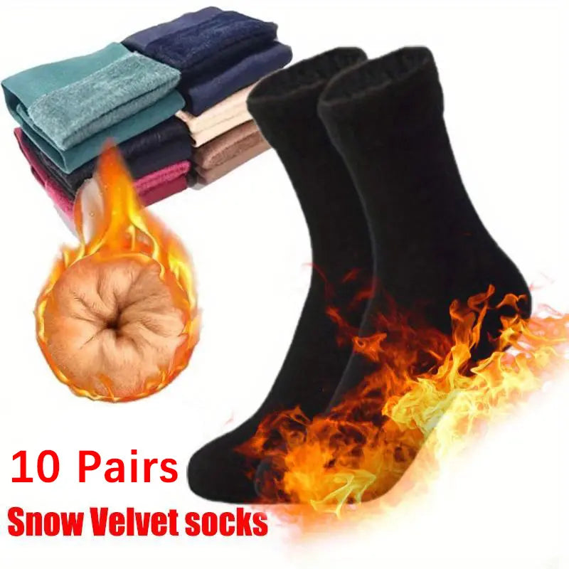 10Pairs Women Men Winter Socks Warm Thicken Thermal Snow Boots Floor Socks Soft Velvet Wool Cashmere Sock Womenswear