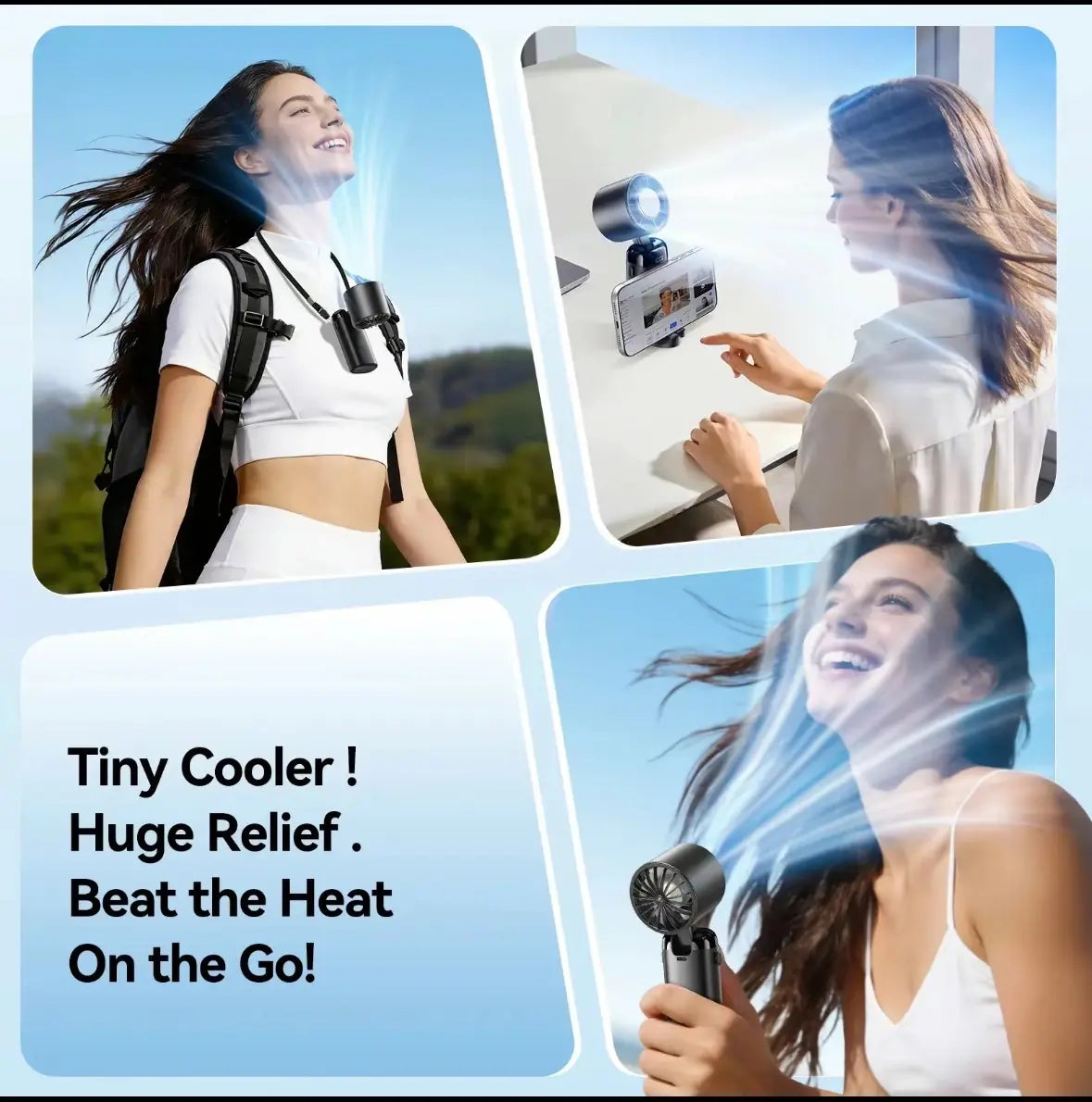 4-In-1 Portable Handheld Turbo Fan, 21,000 RPM Powerful Airflow, 12H Runtime, Digital Display, 120° Foldable Personal Mini Desk Fan for Travel, Home, and Office Summerwins
