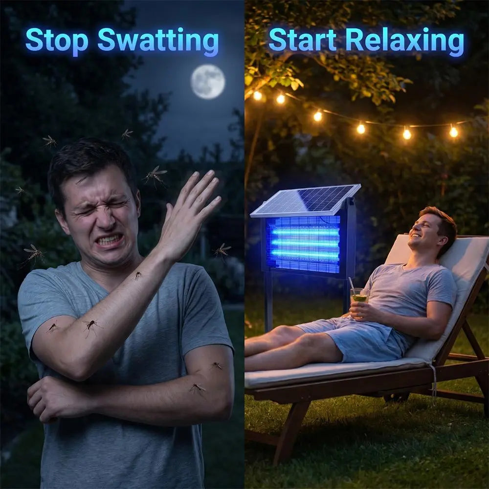 【Summerfinds】2Pack Outdoor 20W High-Power Rechargeable Electronic Mosquito Zapper Light, Waterproof Insect Killer with 3 Tubes, Dual Charging, 6000Mah Battery, for Summer Outdoor Fun,Summerwins