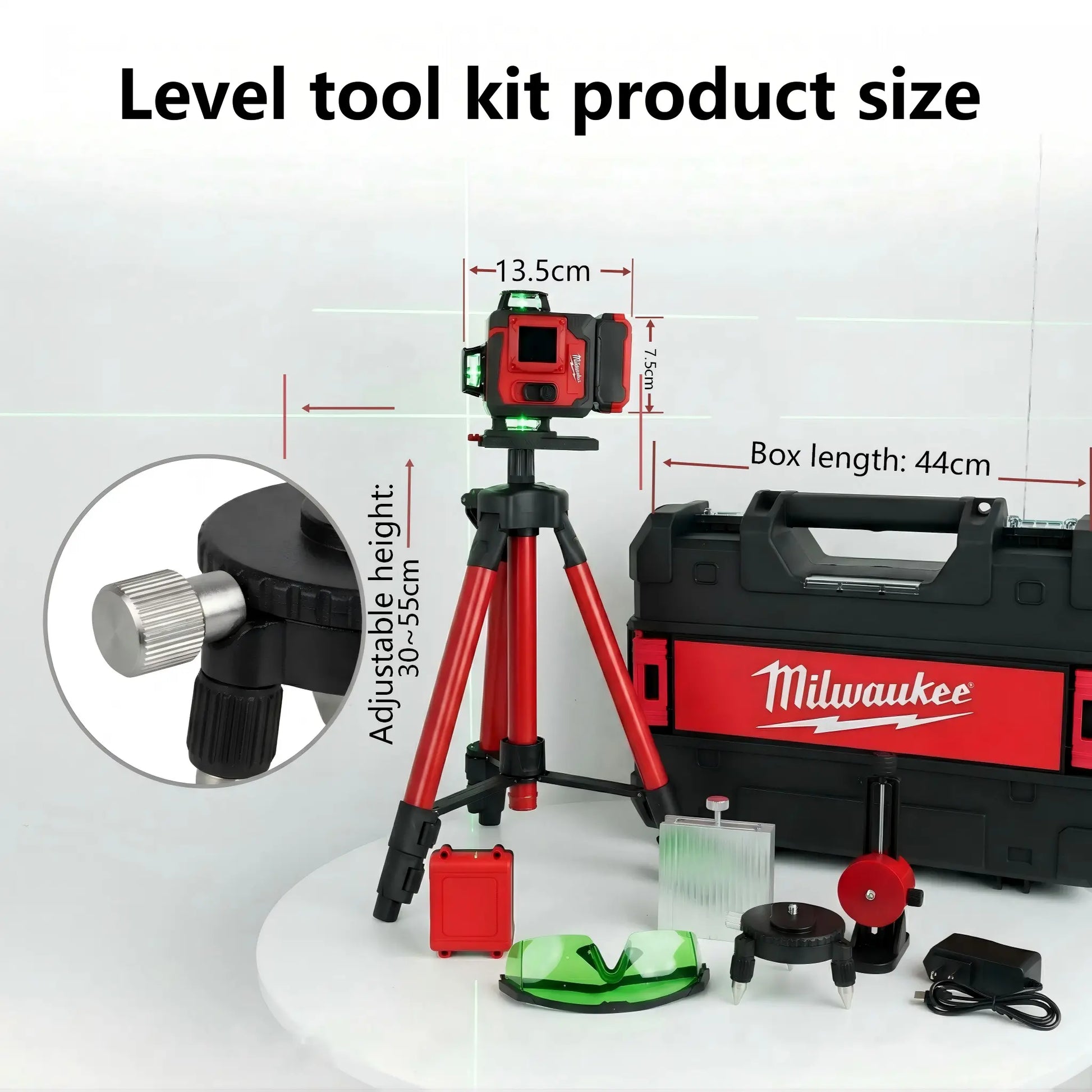 Milwaukee 4D16-Line Laser Level Kit with Dual Horizontal and Vertical 360° Laser,Gravity Pendulum Balancing System,Manual Slope Lock,Precise Measuring,Complete Mounting,Control Accessories for Tile Paving,Ceiling Installation,On-Site Building Layout Works