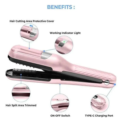 Cordless Split End Trimmer – Instantly Revive Dry, Frizzy, or Curly Hair without a Clumsy Trip to the Salon. This Pink Tool Gently Seals Split Ends at Home, Leaving Your Mane Healthier with Every Pass.