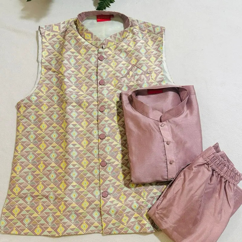 Kurta Set Men'S Elegant Jacket with Comfortable Fit for Suits - Menswear