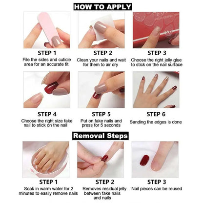 24Pcs Square Medium-Length Nails, Gradient Nude Fake Nails, Reusable, Beginner-Friendly, Includes Jelly Glue and Nail File, Nail Manicure Kit, Nail Designs, Nail Kit Set