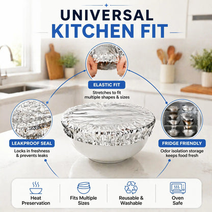 Thickened Aluminum Foil Food Warmer Cover, Reusable Thermal Insulation Cookware Cover for Kitchen Dining Table, Heat-Retaining, Freshness-Preserving, Dustproof, Fits All Bowls, Plates & Containers