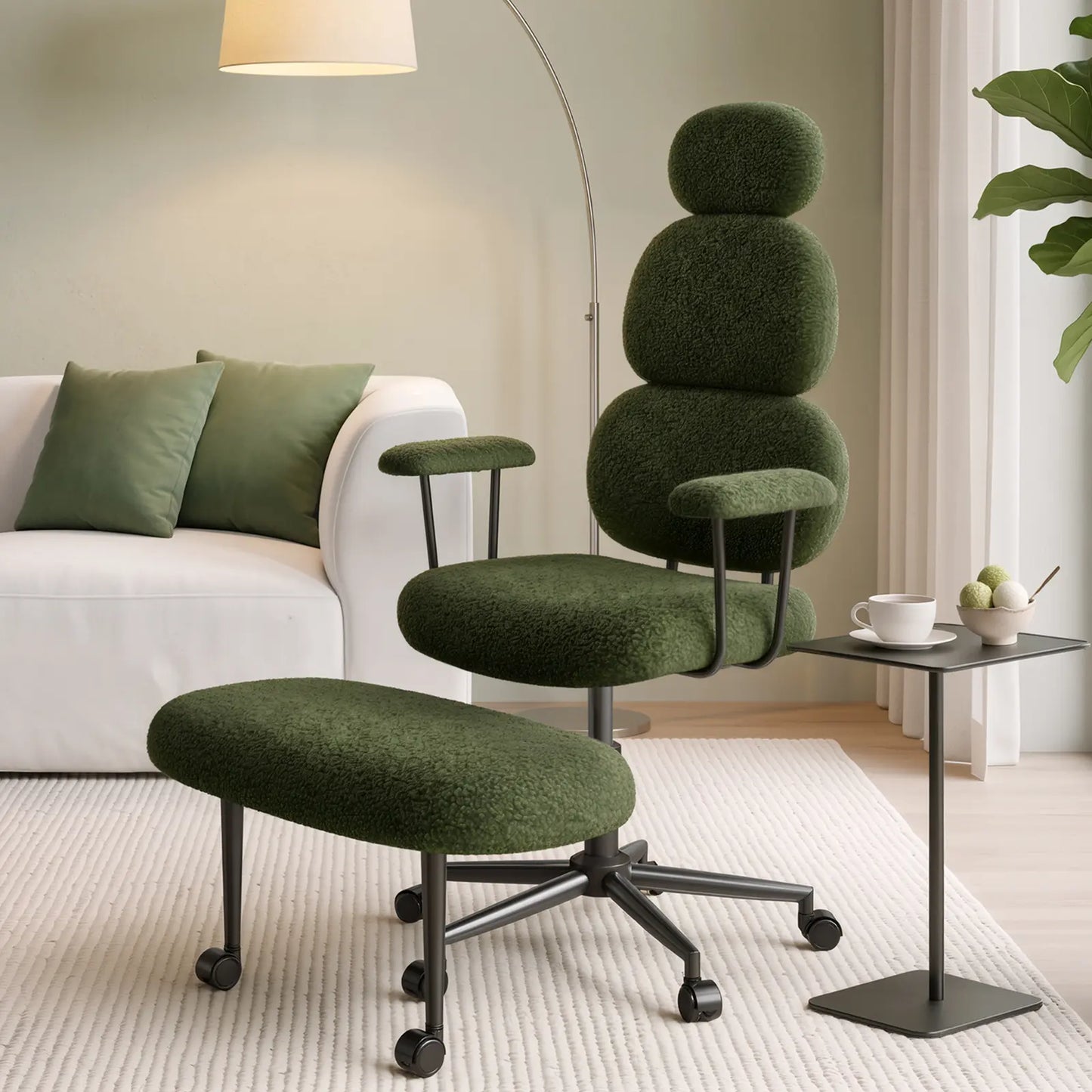 Pinmoco Modern High-Back Ergonomic Office Criss Cross Chair - with Armrests, Dual-Layer Soft Fabric Seat, 360° Swivel, Adjustable Seat Height, for ADHD & Stress Relief, Self-Assembly Required, Ergonomic Office Chair