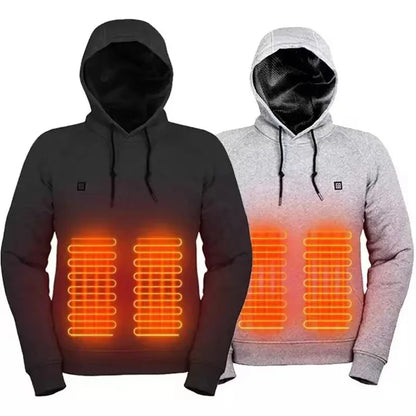Mens USB Heated Hoodie Winter Electric Heating Sweatshirt Thermal Warm Clothing Outdoor Casual Charging Apparel