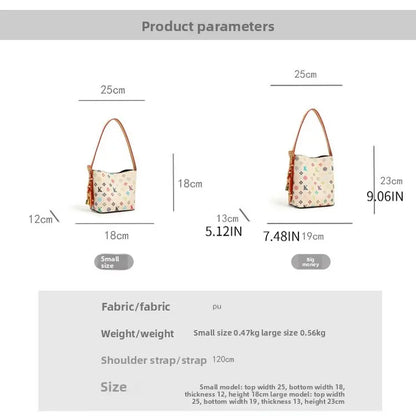 Women'S 2026 New Arrival Premium-Quality Vintage Printed Beige Bucket Bag, Crossbody & Shoulder Tote