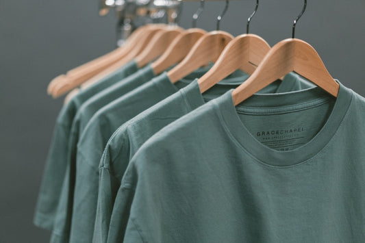 Blue crew-neck tops