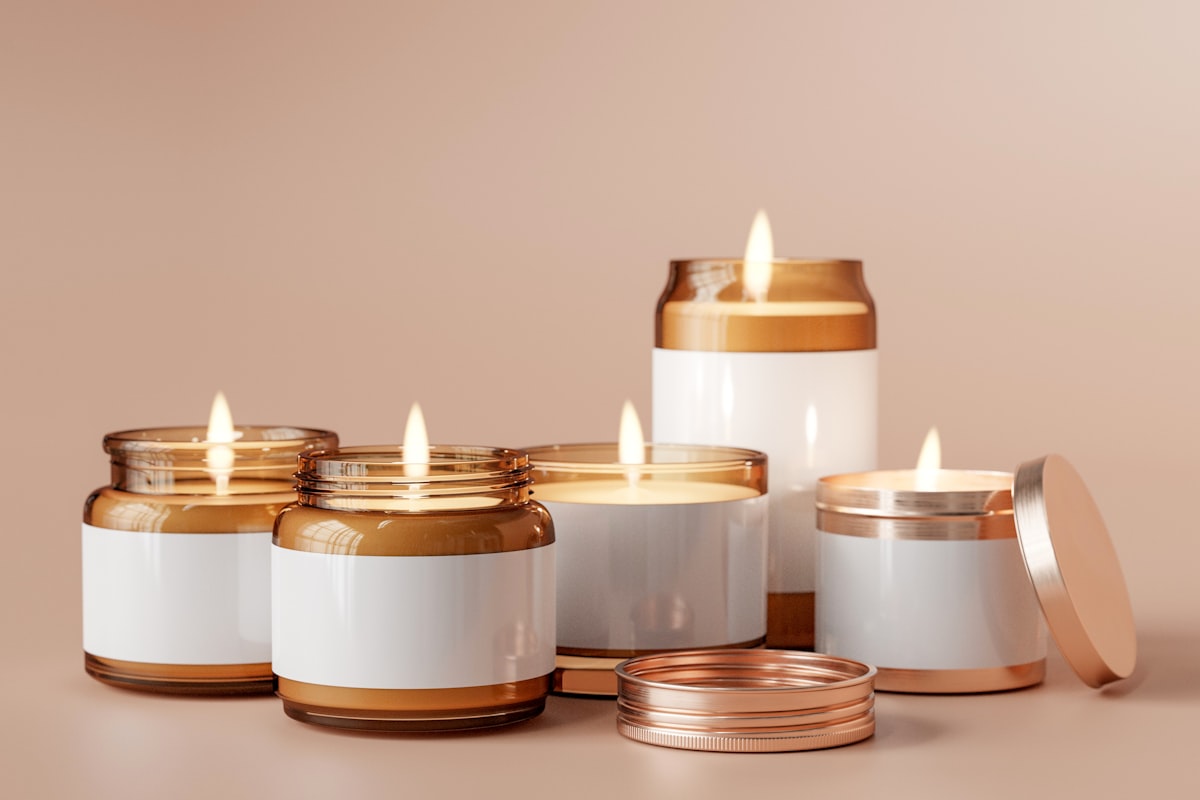 Group of candles sitting next to each other