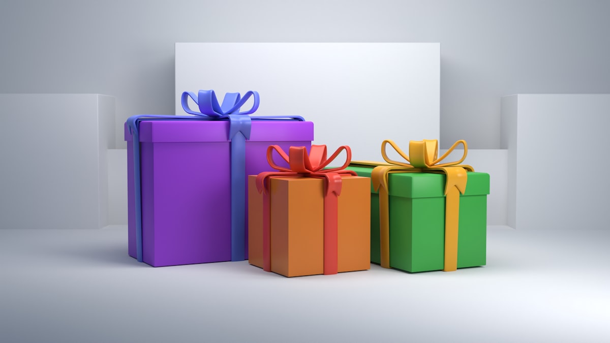 Colorful gift boxes with ribbons