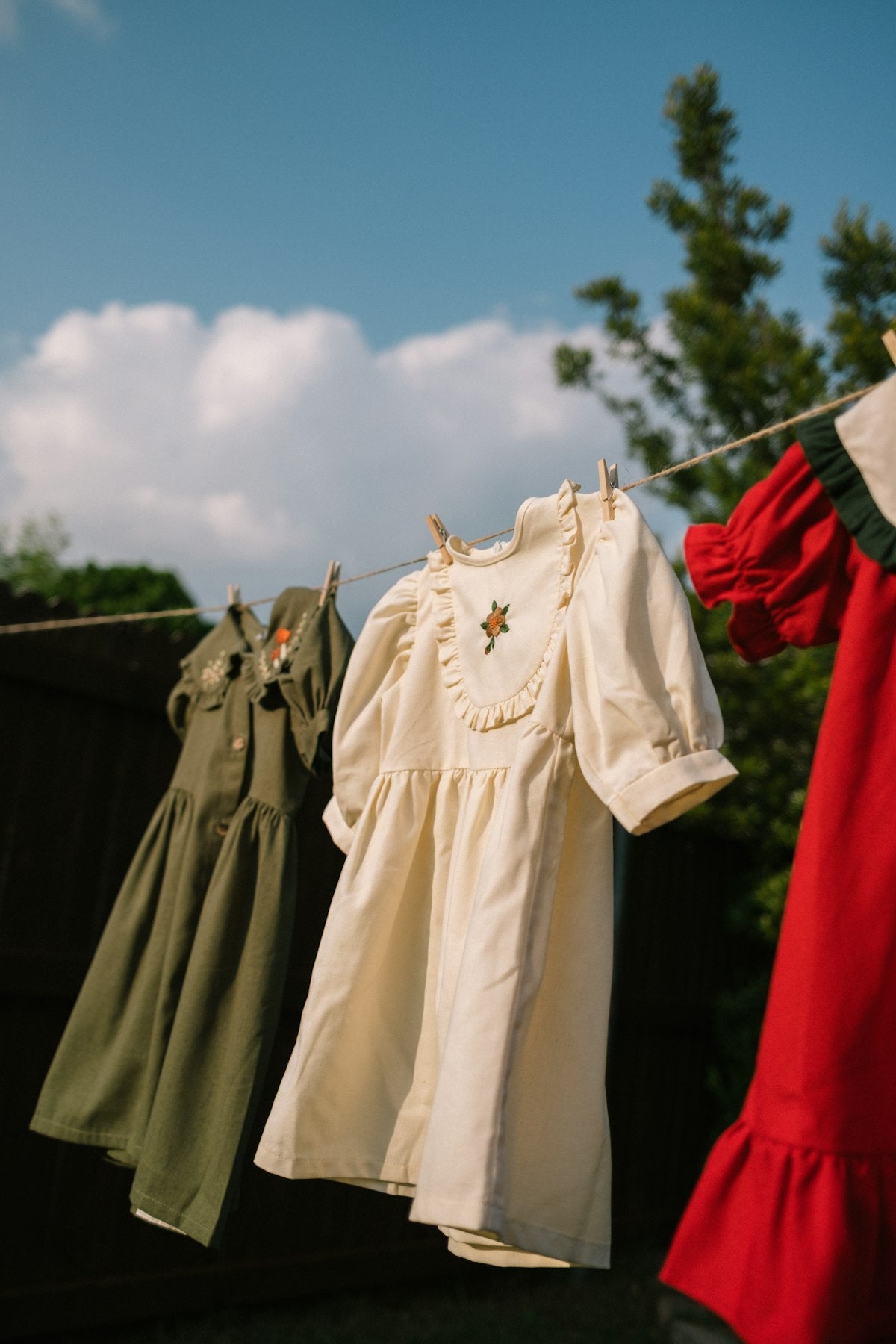 Clothes hanging on a clothes line