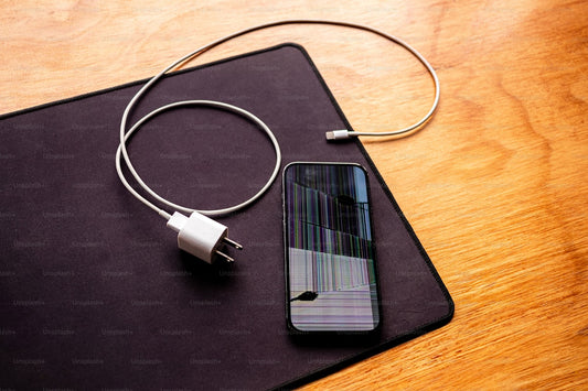 Cell phone plugged into a charger