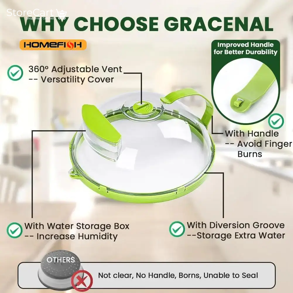 Microwave Food Cover Clear Microwave Splash Guard with Steamer and Handle Kitchen Gadgets