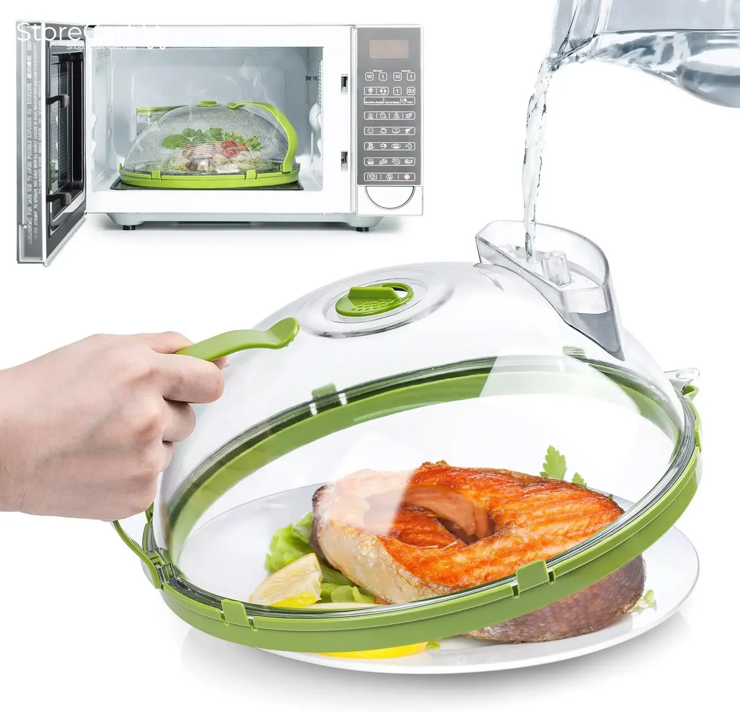 Microwave Food Cover Clear Microwave Splash Guard with Steamer and Handle Kitchen Gadgets
